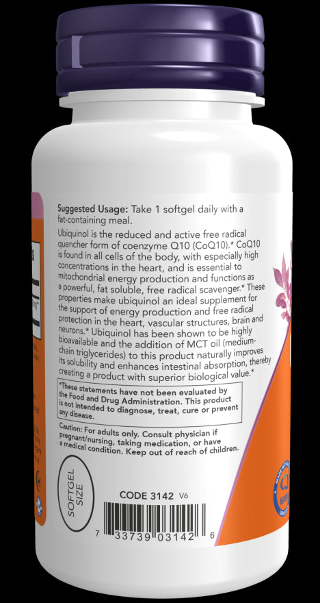 Image of Ubiquinol (Kaneka Ubiquinol) 100mg 60sgcaps suggested usage